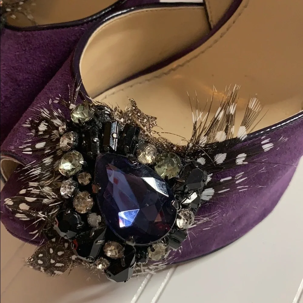 Enzo Angiolini Purple Suede Embellished Stilettos. MCH0811B